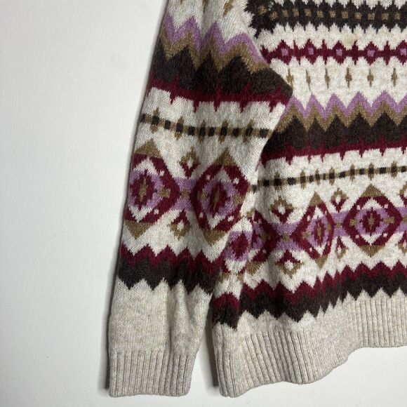 Old Navy Women’s Fair Isle Cropped Sweater Medium Pullover Crew Neck Boho Cozy - Picture 3 of 7